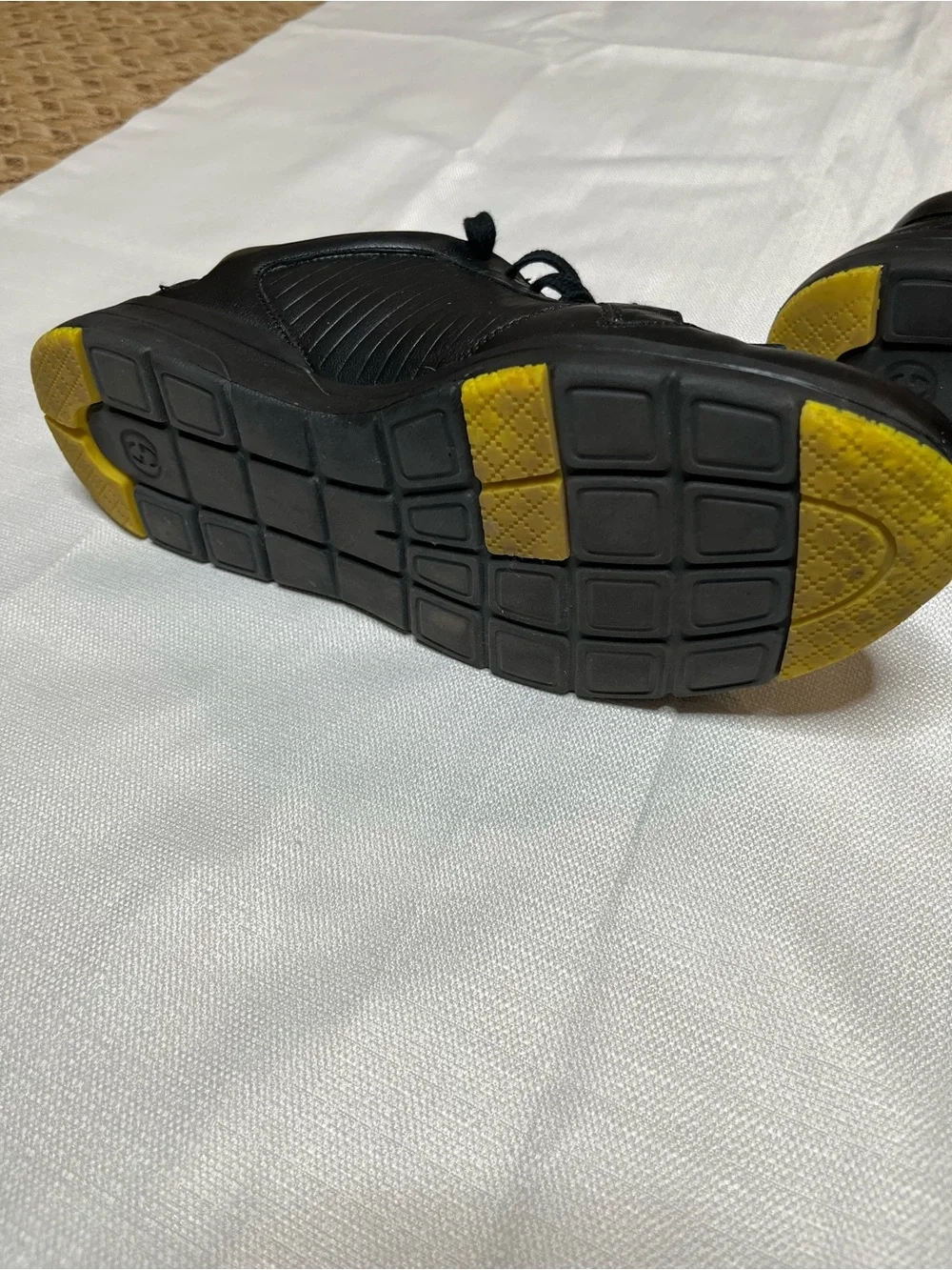 Gucci Black Leather Sneakers with Yellow Interior and Fringe Tongue